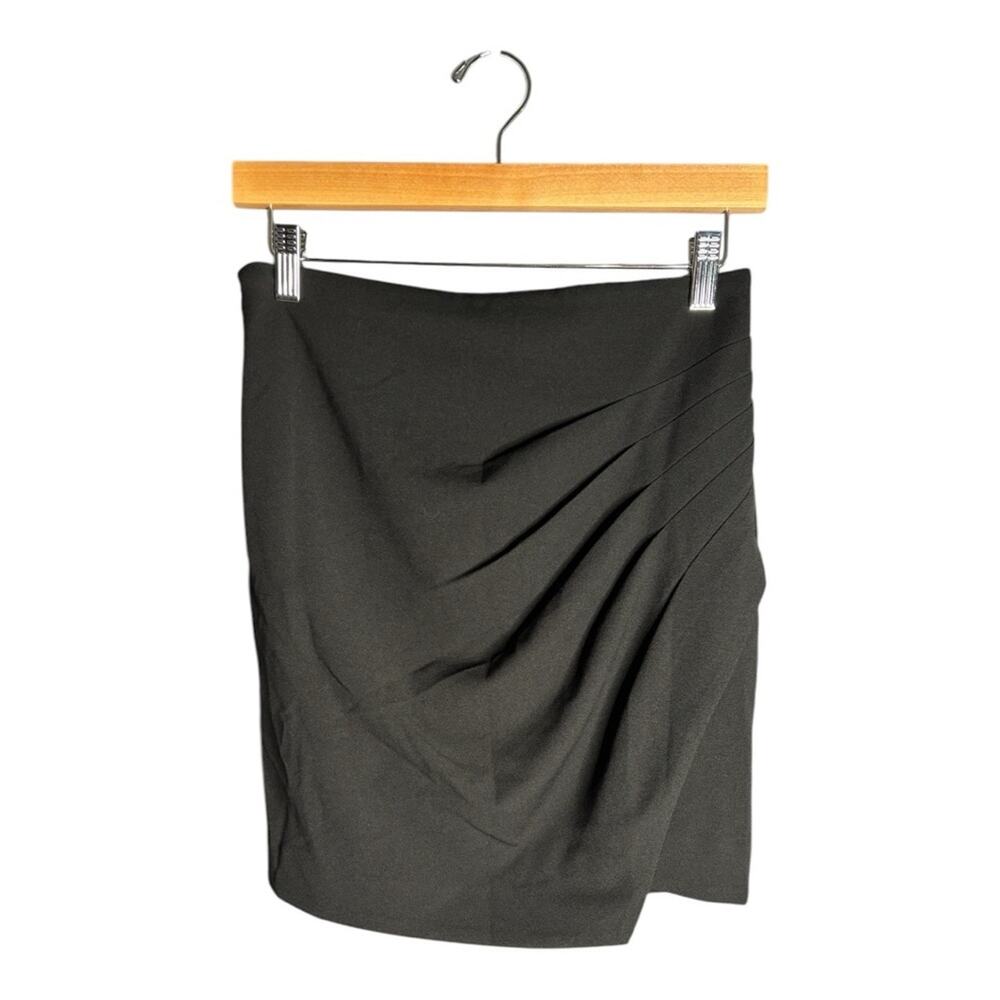 St. Studio Black Wrap Mini Skirt With Ruching & Side Zipper Small